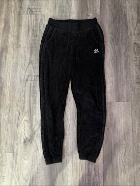 adidas Black Velour womens Joggers with Trefoil Logo